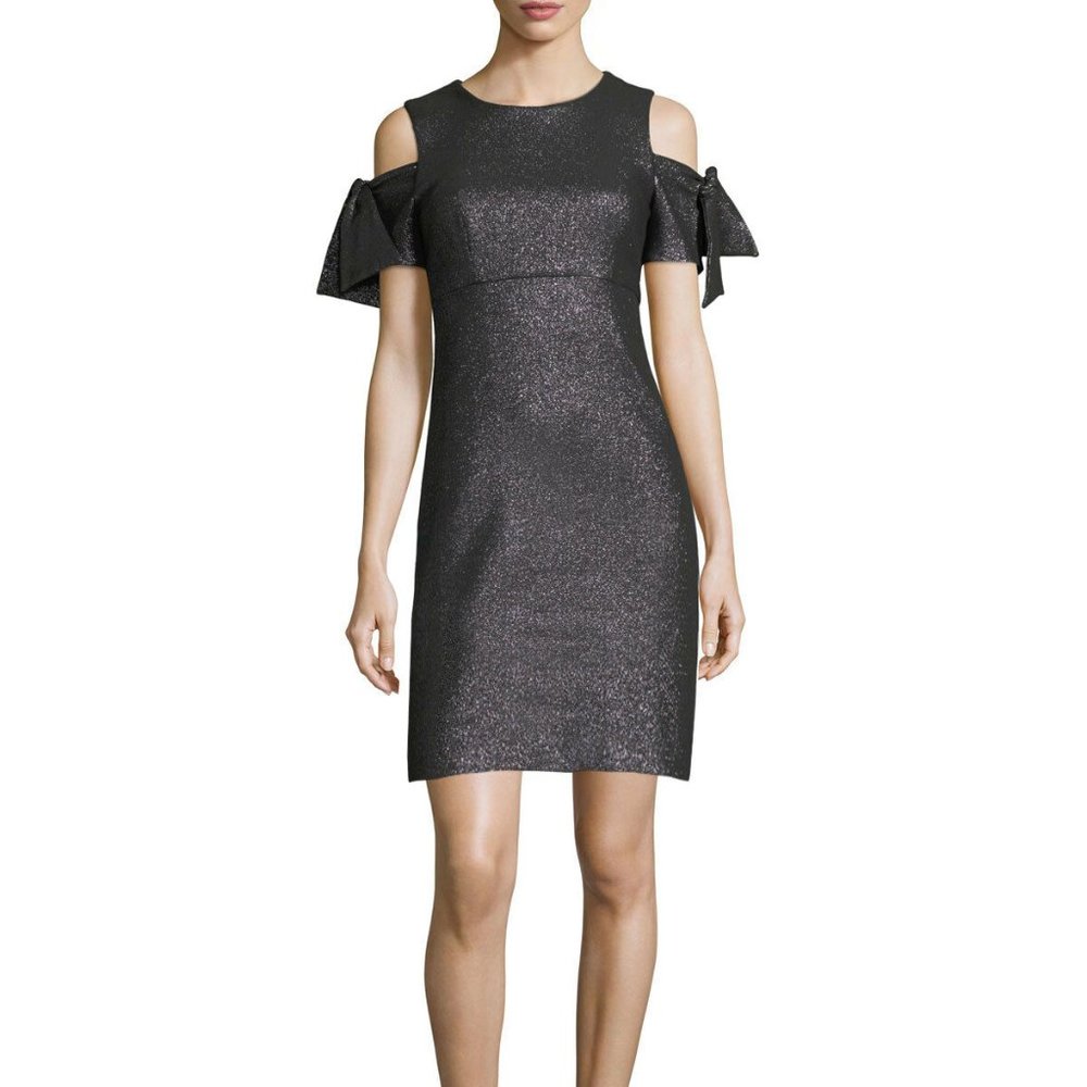Milly Black Metallic Cold Shoulder Dress